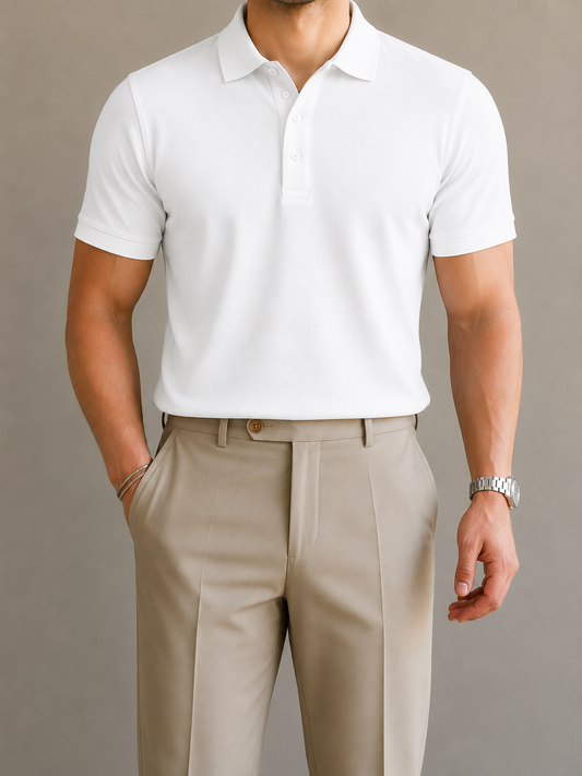 White Cotton Men's Polo