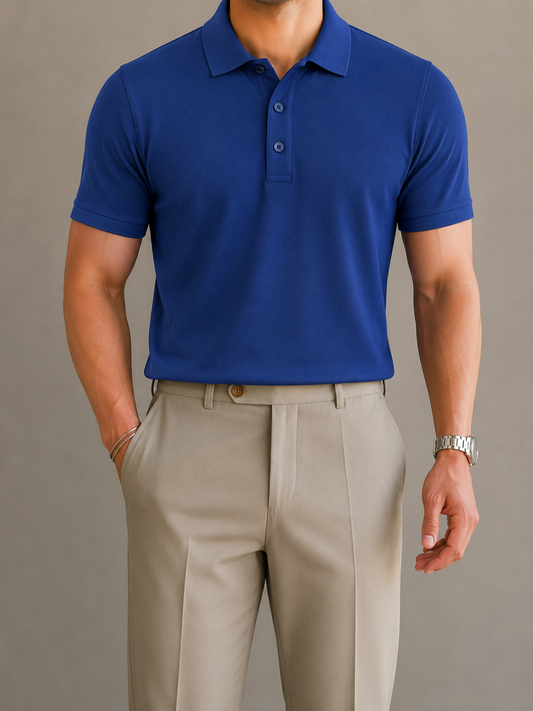 Royal Blue Cotton Men's Polo