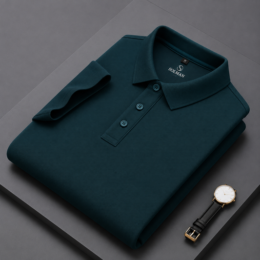 Petrol Blue cotton Men's Polo
