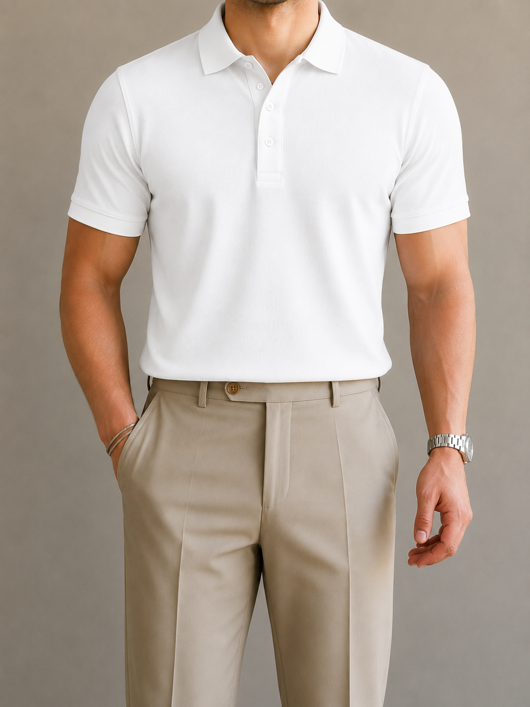 White Cotton Men's Polo