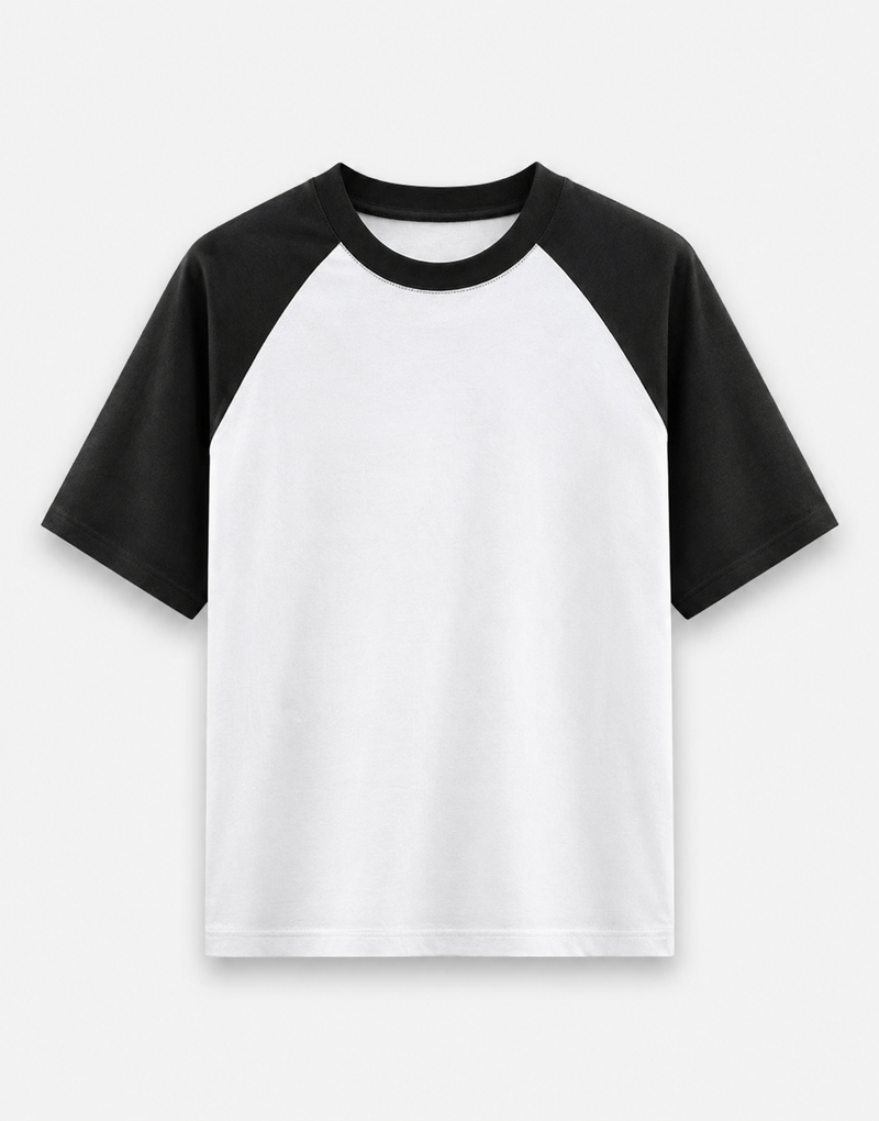 Black White Oversized Raglan