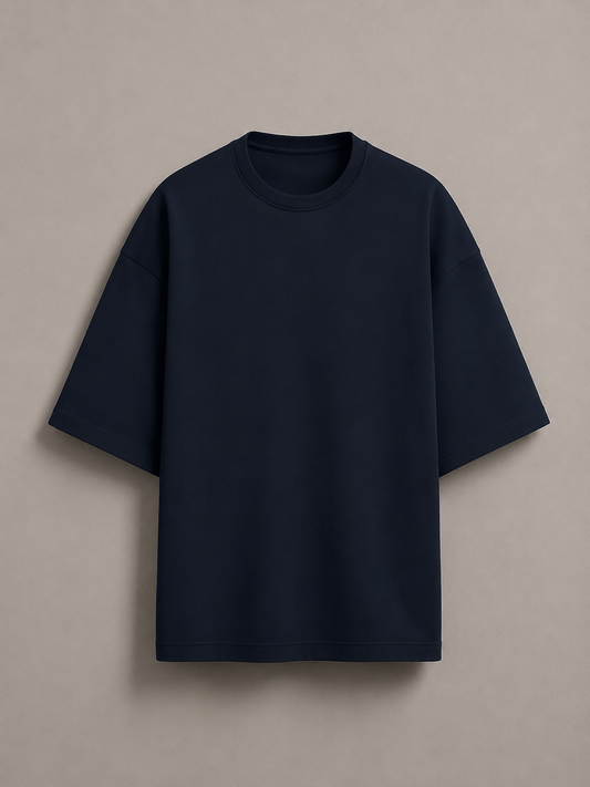 Navy Blue Terry Oversized Tee