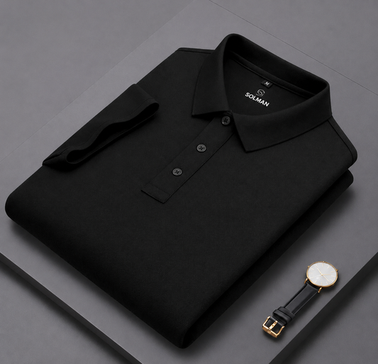 Black Cotton Men's Polo
