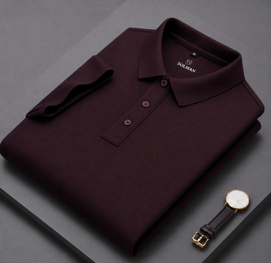 Maroon cotton Men's Polo