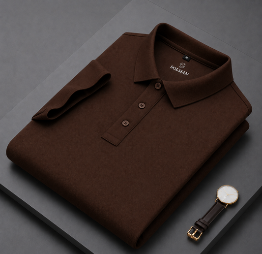 Coffee Brown Cotton Men's Polo