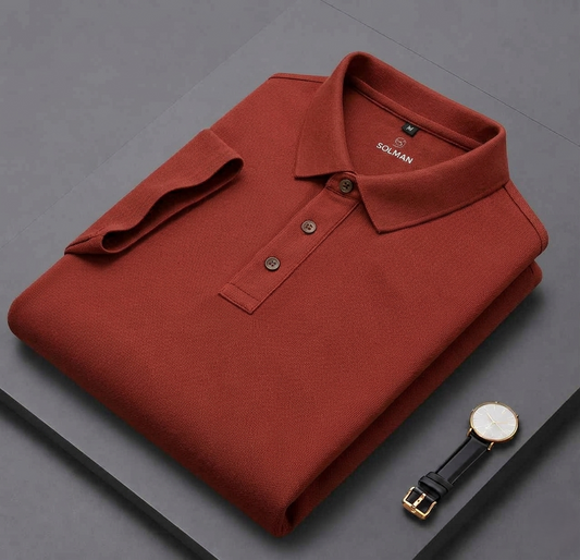 Brick Red Cotton Men's Polo