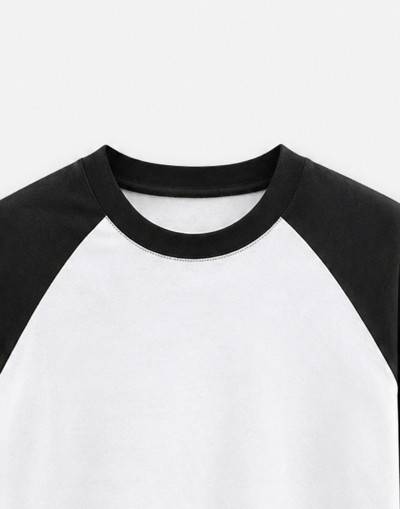 Black White Oversized Raglan