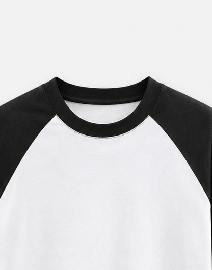 Black White Oversized Raglan